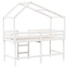 vidaXL Loft Bed with Ladder and Roof without Mattress White 90x190 cm Single