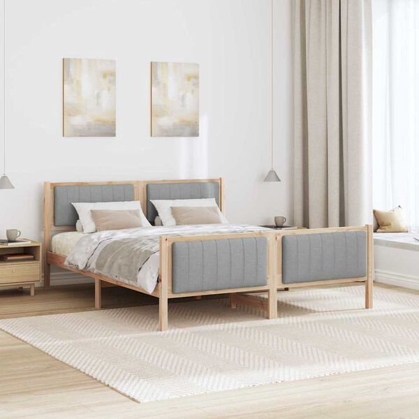 vidaXL Bed frame Brown and light grey 150 x 200 cm Solid pine wood