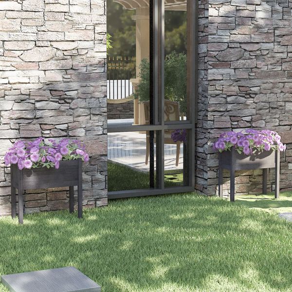 vidaXL Garden Planters 2 pcs Grey 70x31x70 cm Solid Pinewood