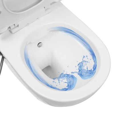 vidaXL Wall Hung Rimless Toilet with Concealed Cistern Ceramic White