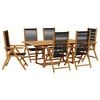 vidaXL 7 Piece Garden Dining Set Black Polypropylene and Solid Wood