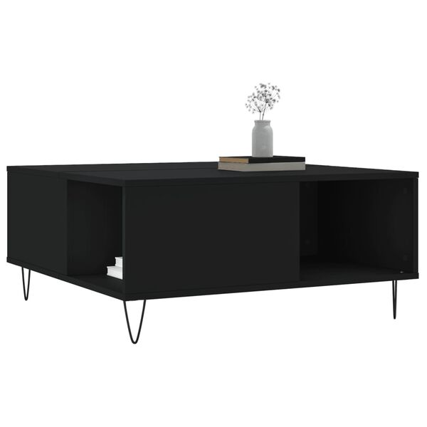 vidaXL Coffee Table Black 80x80x36.5 cm Engineered Wood