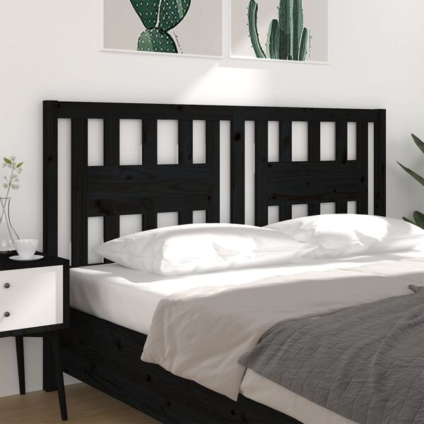 vidaXL Headboard Black 141x4x100 cm Solid Wood Pine