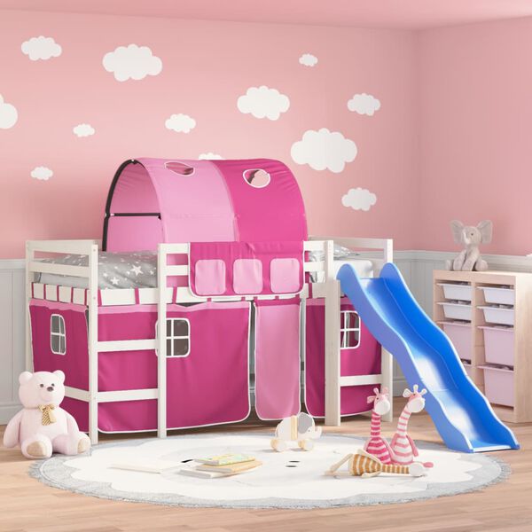 vidaXL Kids' Loft Bed with Tunnel without Mattress Pink 90x190 cm Single