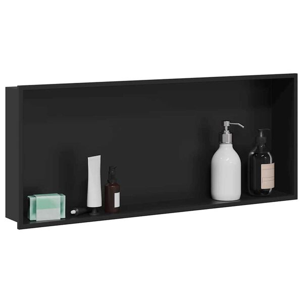 vidaXL Shower Niche Black 75 x 30 x 9.5 cm Stainless Steel