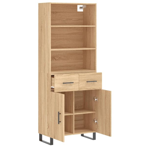 vidaXL Highboard Sonoma Oak 69.5x34x180 cm Engineered Wood