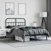 vidaXL Metal Bed Frame without Mattress with Headboard Black 120x190cm