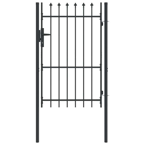 vidaXL Fence Gate Boxtel Single Door with Spike Top Steel 1x1.5 m Black