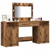 vidaXL Dressing Table with Mirror Lights 3 pcs Brown Engineered Wood