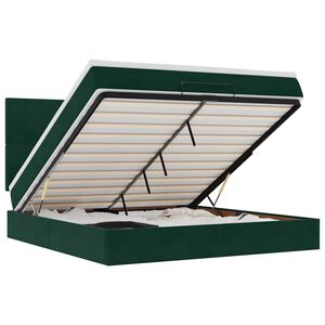 vidaXL Ottoman Bed with Mattresses Dark Green 180x200cm Velvet