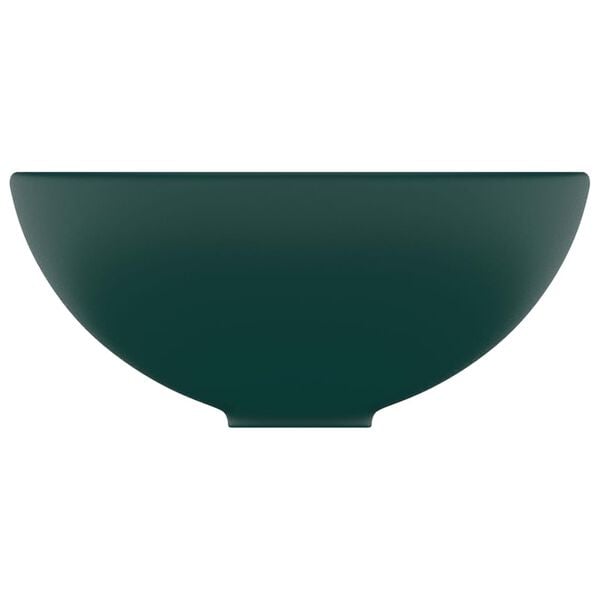 vidaXL Luxury Bathroom Basin Round Matt Dark Green 32.5x14 cm Ceramic