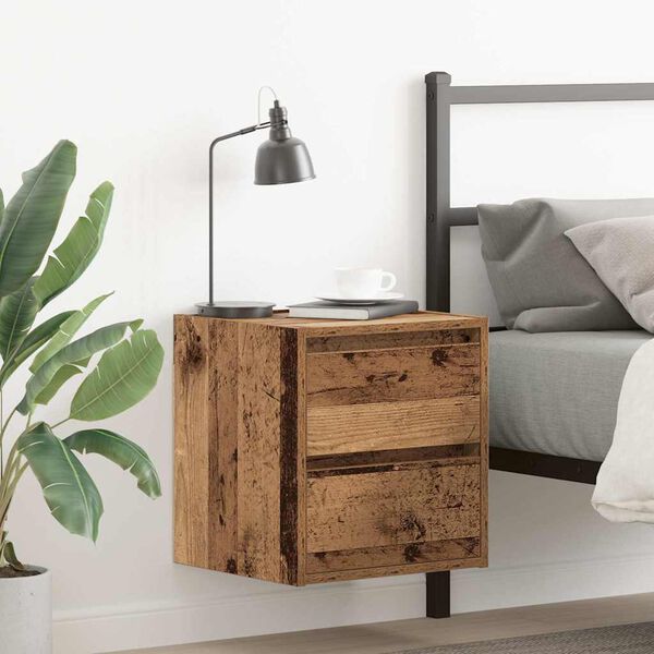 vidaXL Wall-mounted Bedside Cabinet Old Wood 38x34x40 cm
