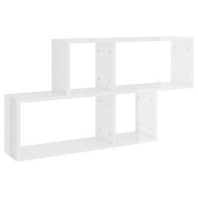 vidaXL Wall Shelf High Gloss White 100x18x53 cm Engineered Wood