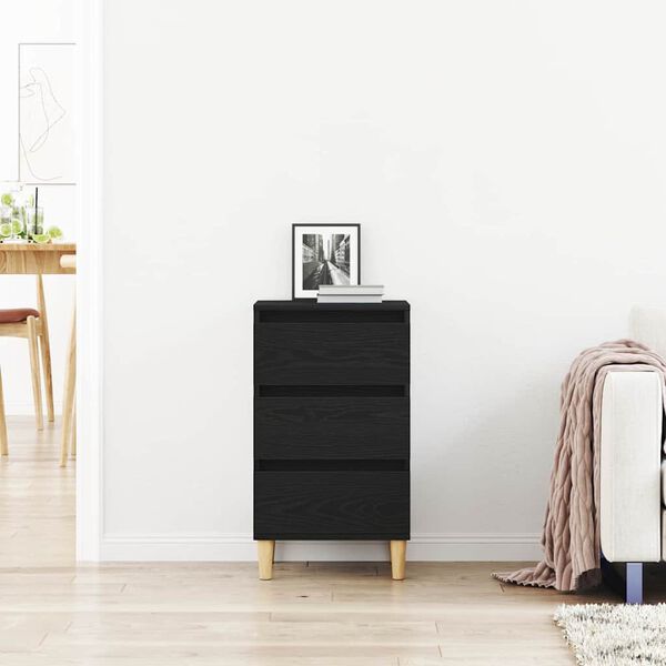 vidaXL Bedside Cabinet Black Oak 40 x 35 x 70 cm Engineered Wood