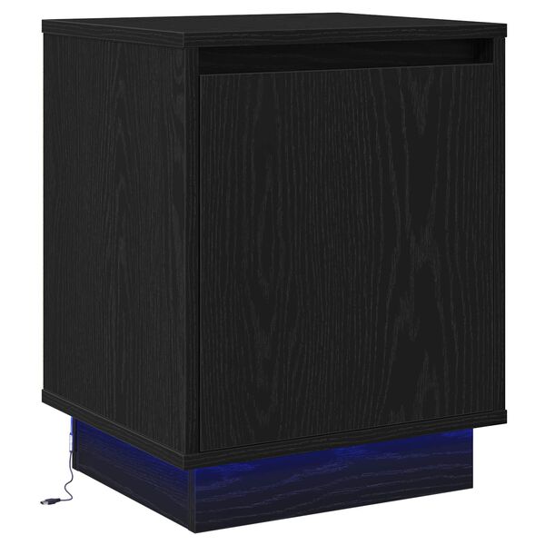 vidaXL Bedside Cabinet Black Oak 39 x 34.5 x 50 cm Engineered wood