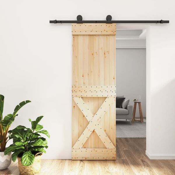 vidaXL Sliding Door with Hardware Set 70x210 cm Solid Wood Pine