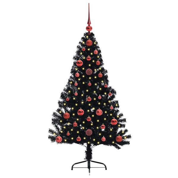 vidaXL Artificial Pre-lit Christmas Tree Black 120 cm PVC