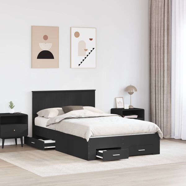 vidaXL Bed Frame with Headboard Black 120 x 200 cm Engineered Wood