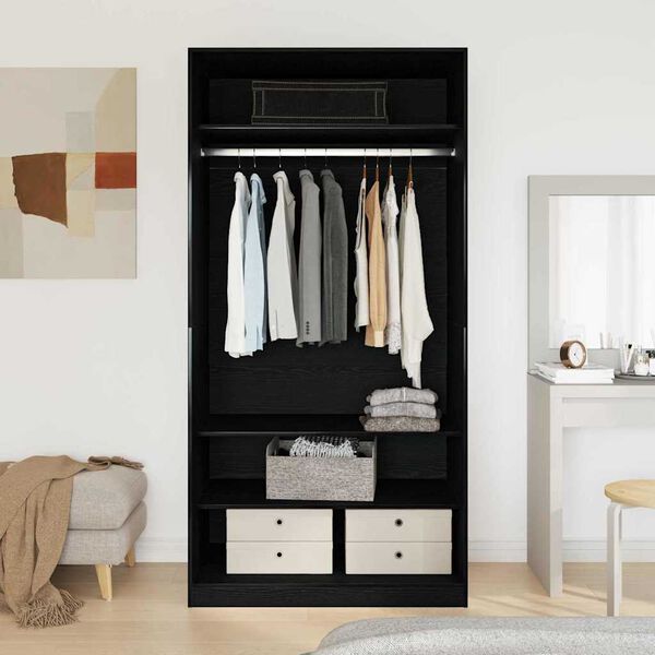 vidaXL Wardrobe Black oak 100 x 50 x 200 cm Engineered Wood