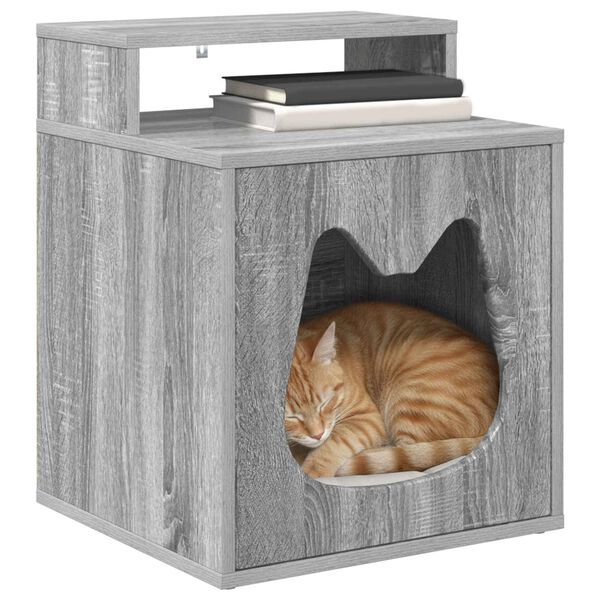 vidaXL Cat House Grey Sonoma 42.5 x 40 x 53.5 cm Engineered Wood