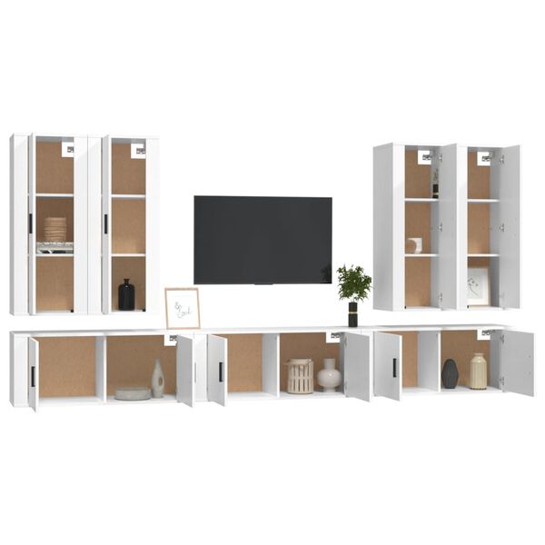 vidaXL 7 Piece TV Cabinet Set White Engineered Wood