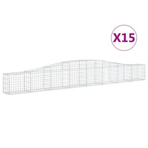 vidaXL Arched Gabion Baskets 15 pcs 400x30x40/60 cm Galvanised Iron