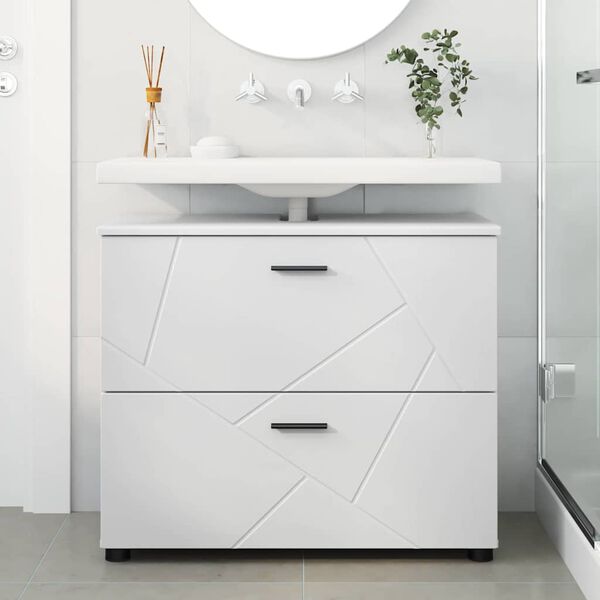 vidaXL Bathroom Cabinet with Drawer with Door White 76.5 x 35 x 64 cm