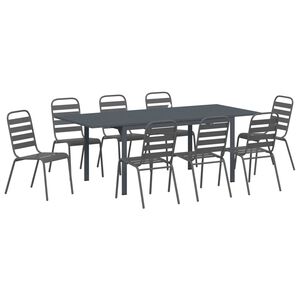 vidaXL Garden Dining Set 9 pcs Anthracite Powder-coated Steel