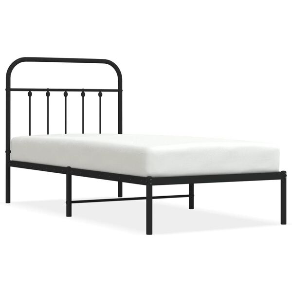 vidaXL Metal Bed Frame without Mattress with Headboard Black 80x200cm