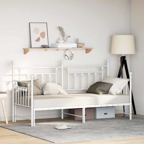 vidaXL Daybed Frame with Headboard White 80 x 200 cm Steel