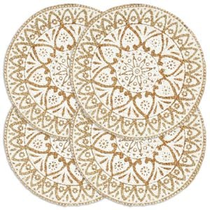 vidaXL Placemat | Set of 4 | White | Jute | 38 cm diameter | Non-slip