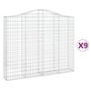 vidaXL Arched Gabion Baskets 9 pcs 200x30x160/180 cm Galvanised Iron