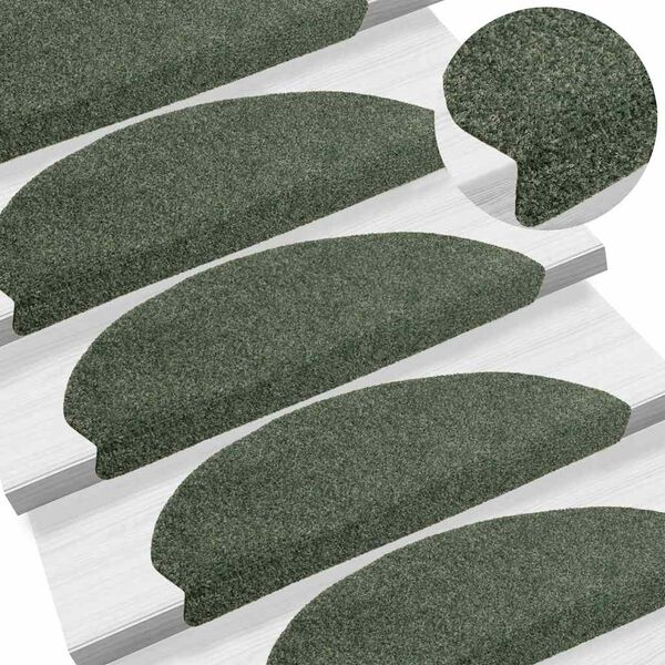 vidaXL Stair Mats Self-adhesive 30 pcs 65x21x4 cm Green Half Round Large