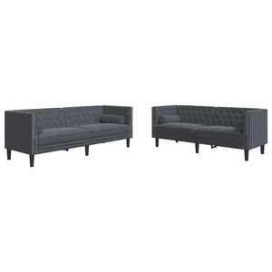 vidaXL Living Room Couch 2 pcs Dark Grey 194 x 74.5 x 70.5 cm Velvet