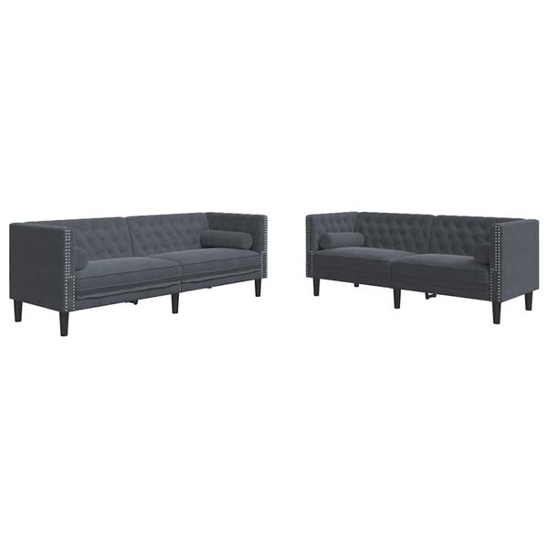 vidaXL Sofa Set Dark grey Velvet