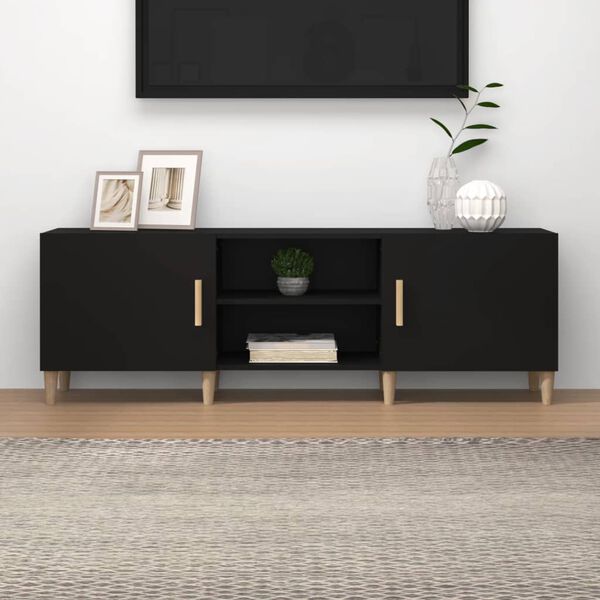 vidaXL TV Cabinet Black 150x30x50 cm Engineered Wood