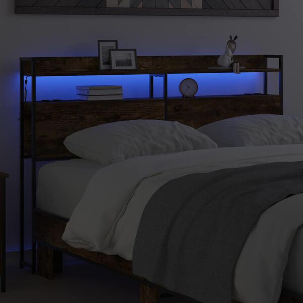 vidaXL Headboard with Shelf Smoked oak 150 cm Engineered wood