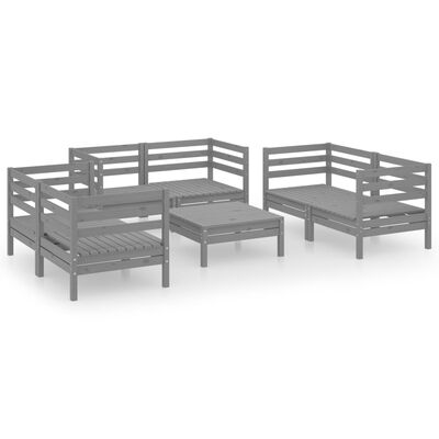 vidaXL 7 Piece Garden Lounge Set Grey Solid Pinewood