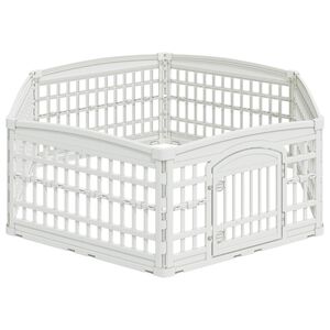 vidaXL 6 Panel Dog Playpen White 179 x 151 x 58 cm Plastic