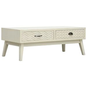 vidaXL Coffee Table with 2 Drawers Carving Grey 110x50x40 cm Wood