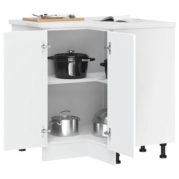 vidaXL Kitchen Corner Base Cabinet Porto White Engineered Wood