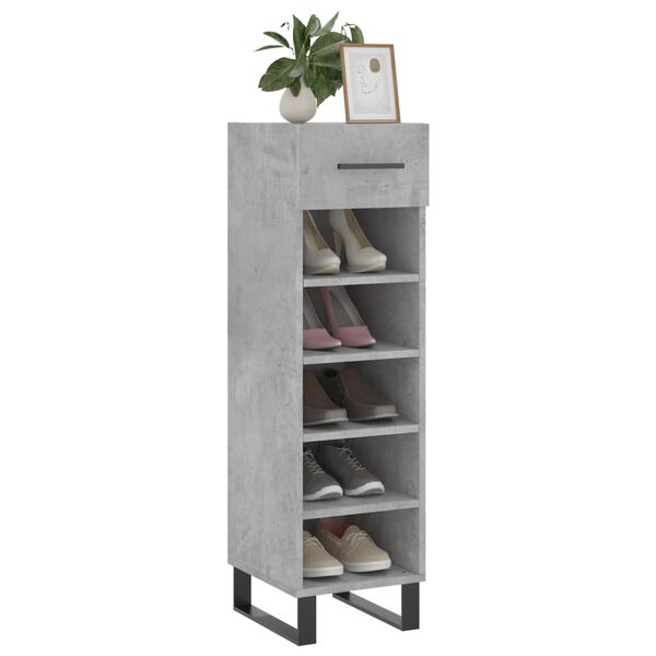 vidaXL Shoe Cabinet Concrete Grey 30x35x105 cm Engineered Wood