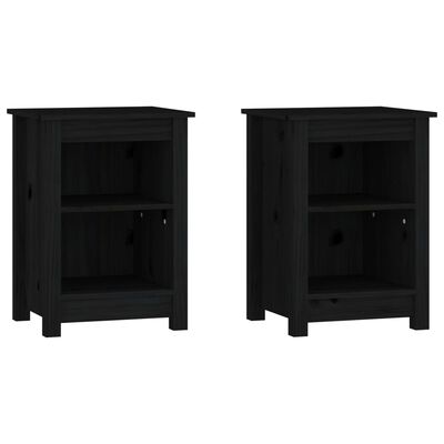vidaXL Bedside Cabinets 2 pcs Black 40x35x55 cm Solid Wood Pine