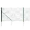 vidaXL Chain Link Fence with Spike Anchors Green 1.1x25 m
