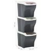 vidaXL Stackable Dustbins 3 pcs 60 L Dark Grey
