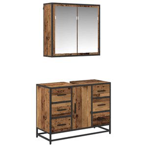 vidaXL Bathroom Furniture Set 2 pcs Old Wood Engineered Wood