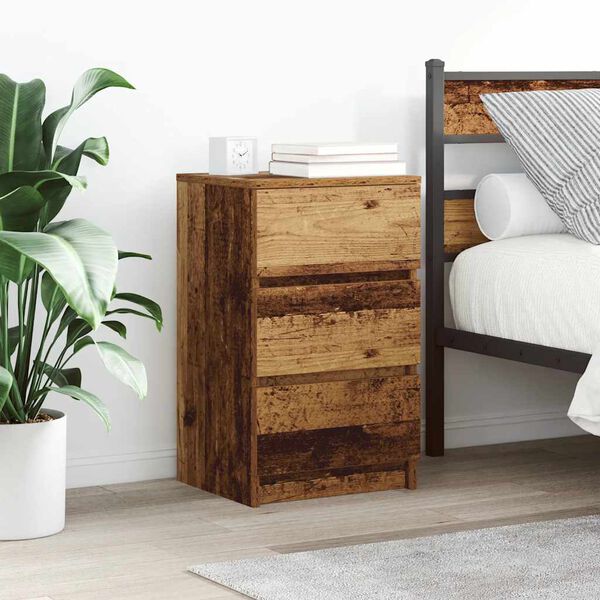 vidaXL Bedside Cabinets with 3 Drawers 2 pcs Old Wood 39x35x65 cm