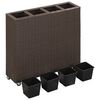 vidaXL Garden Raised Bed with 4 Pots 80x22x79 cm Poly Rattan Brown