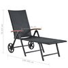 vidaXL Sun Lounger with Wheels Poly Rattan Black