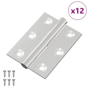 vidaXL Hinge 12 pcs Silver 50 x 38 x 1.3 mm Steel